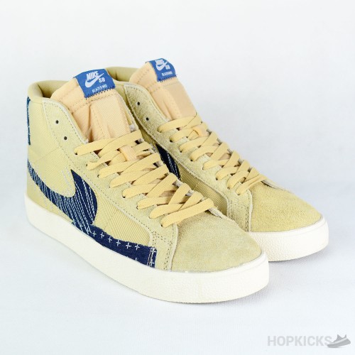 Nike SB Zoom Blazer Mid PRM Shoe (Sashiko) Sesame / Mystic Navy / Sail â¢ Bonkers